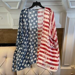 S: Dee Elle MERICA KIMONO American Flag Red/White/Blue Sz S